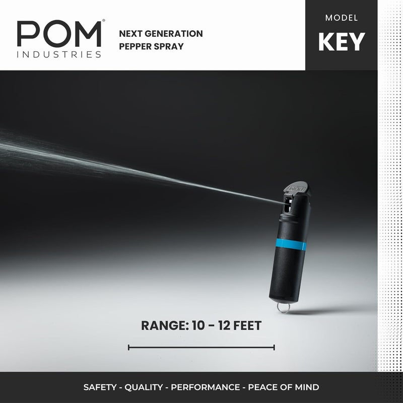 POM Premium Pepper Spray Keychain, Quick Release Access Flip Top Safety, Police Grade OC Formula with UV Marking Dye, 25 Precision Bursts, 10 Foot Effective Range, Made in USA - Image 4
